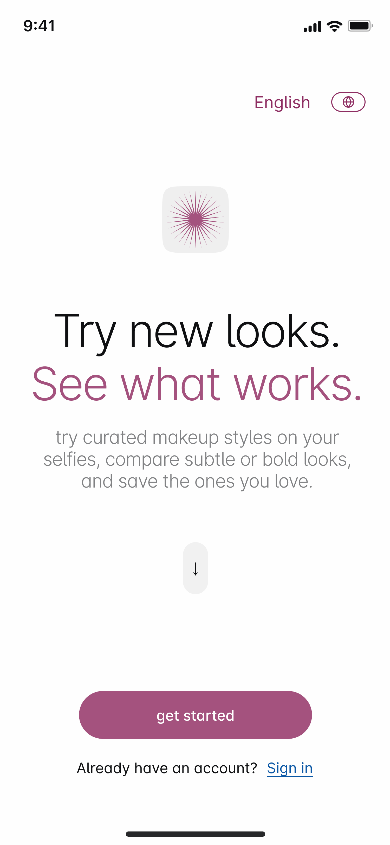 Make-up app — main feed of looks on a phone